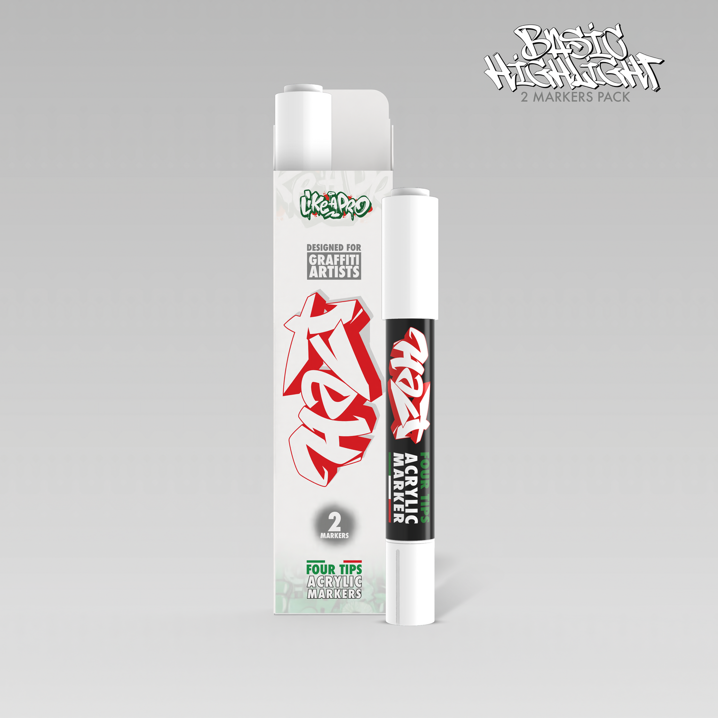 Acrylic Marker 4Tips - Halt Colors Basic Highlights Kit (2 White)