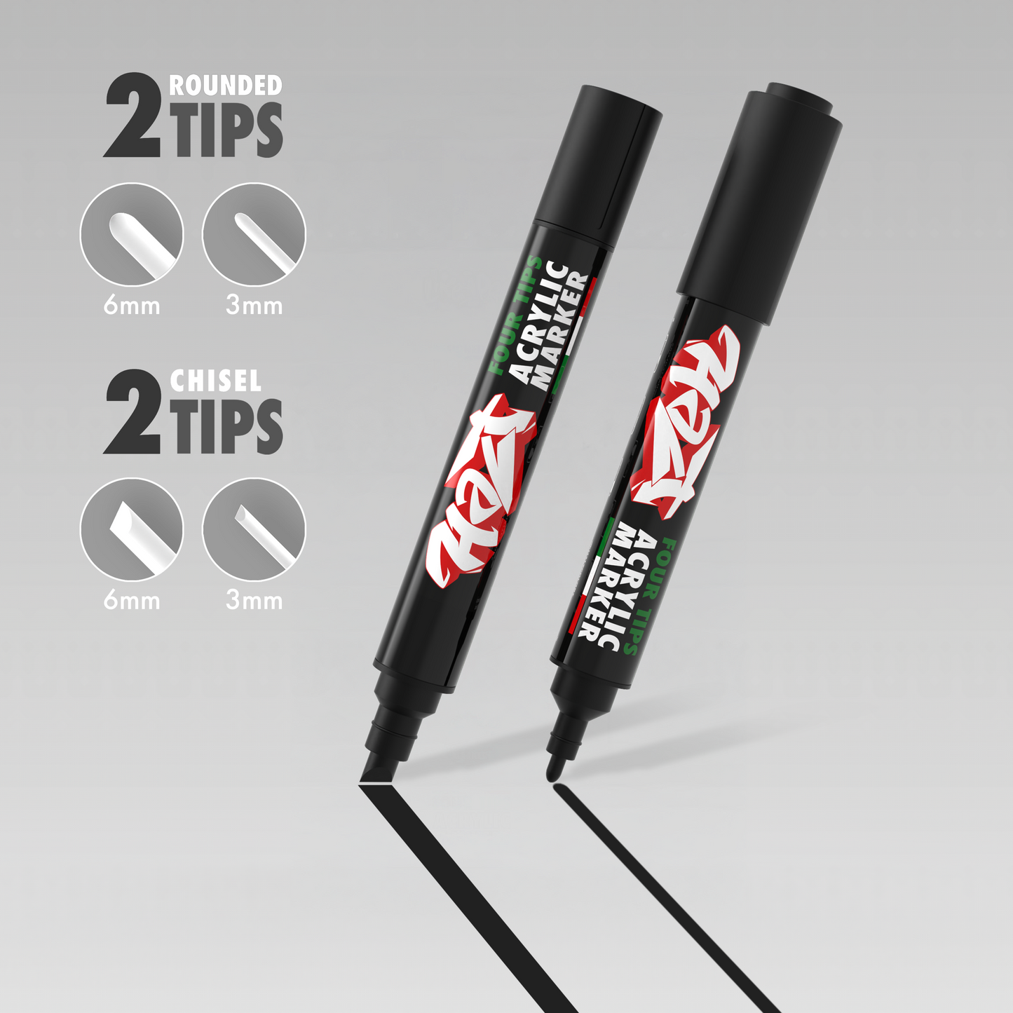 Acrylic Marker 4Tips - Halt Colors Basic Oultine Kit (2 Black)