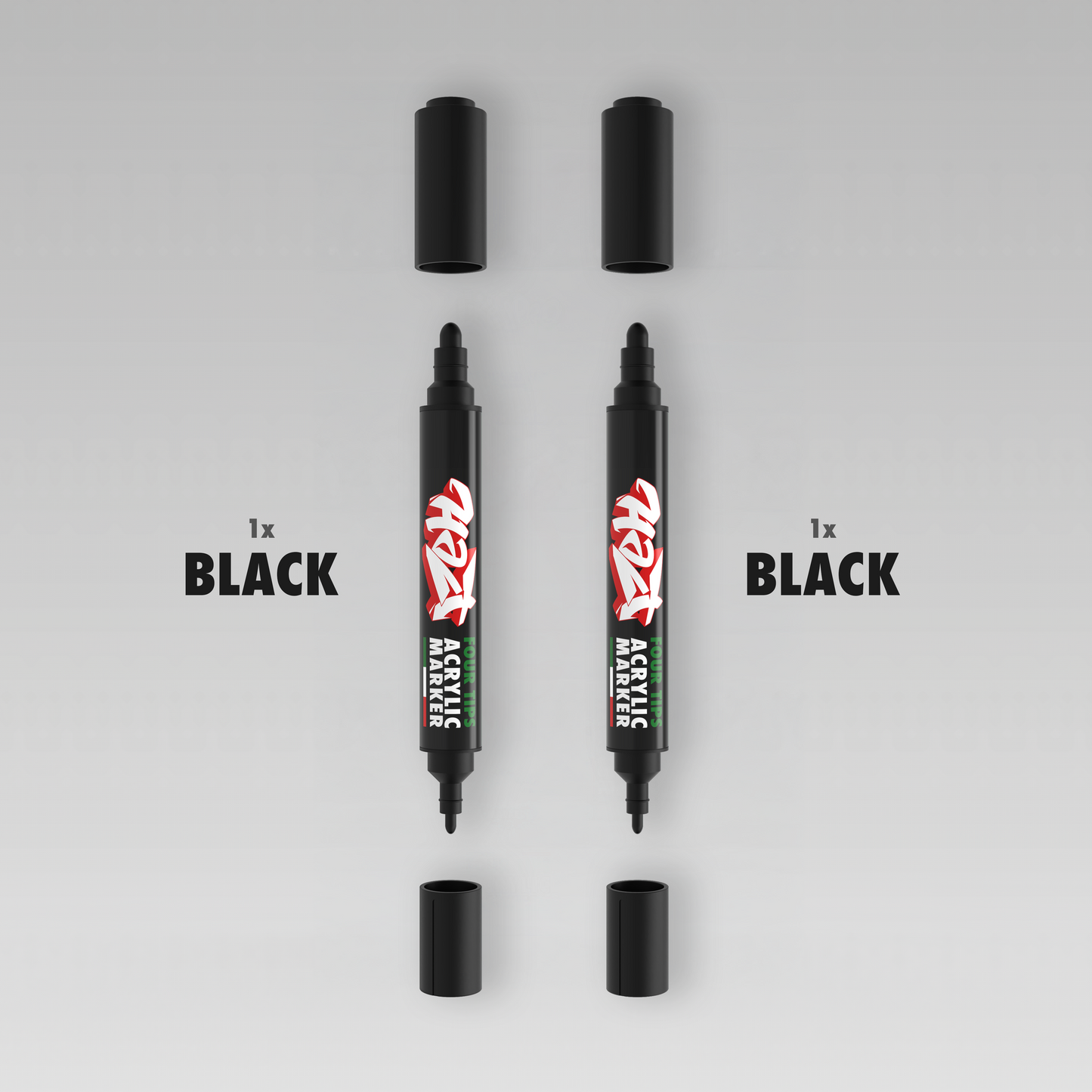 Acrylic Marker 4Tips - Halt Colors Basic Oultine Kit (2 Black)