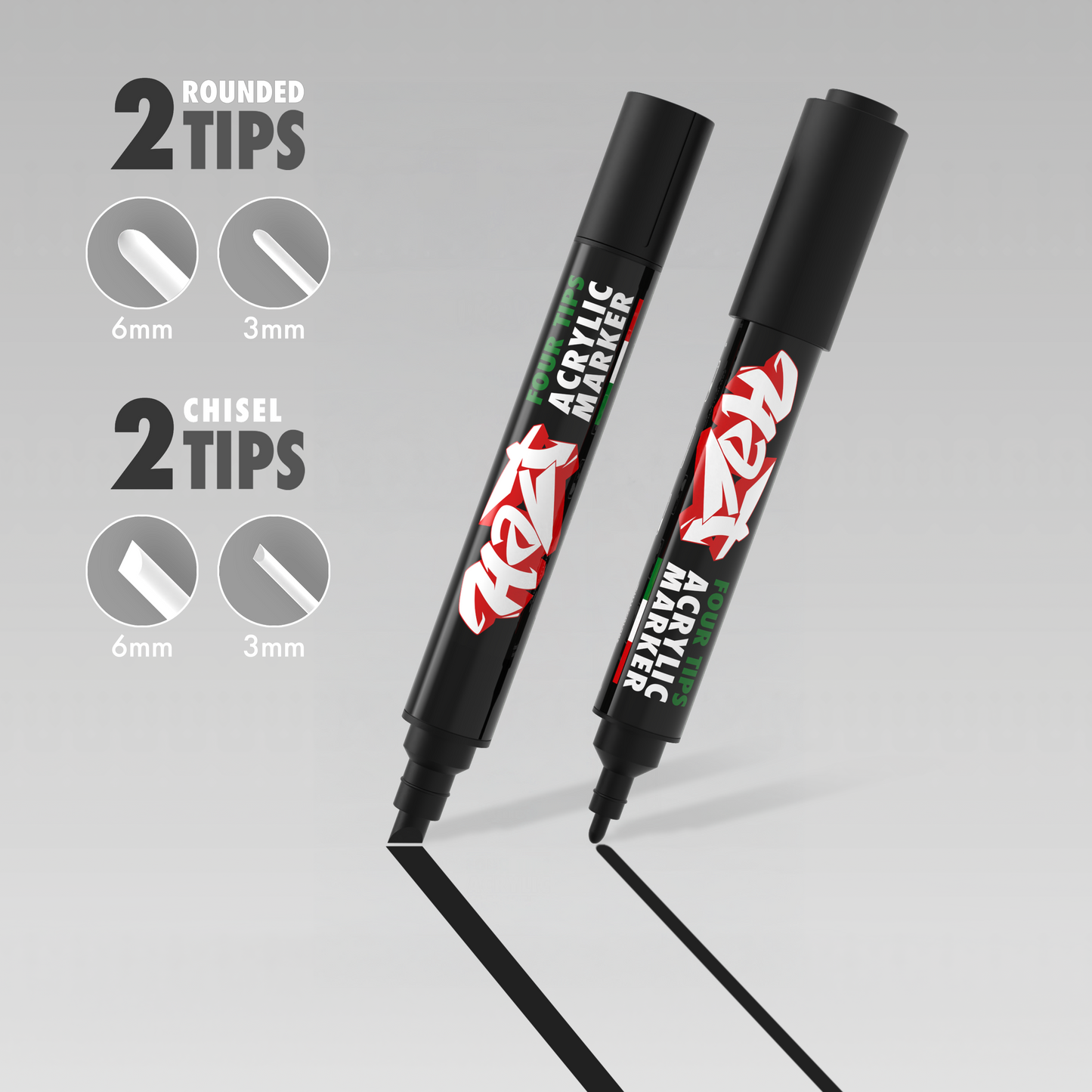 Acrylic Marker 4Tips - Halt Colors Black Hell Kit(3 Black)