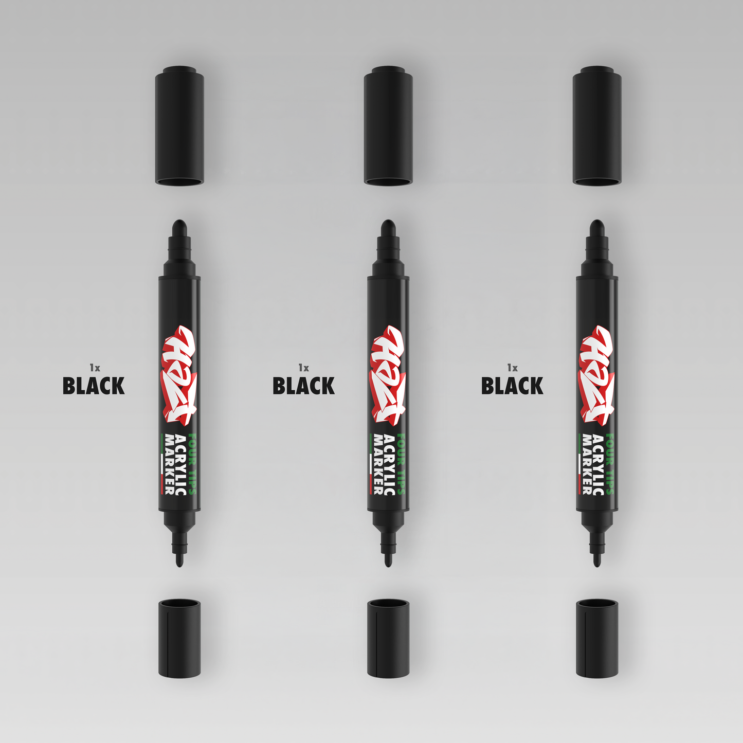 Acrylic Marker 4Tips - Halt Colors Black Hell Kit(3 Black)