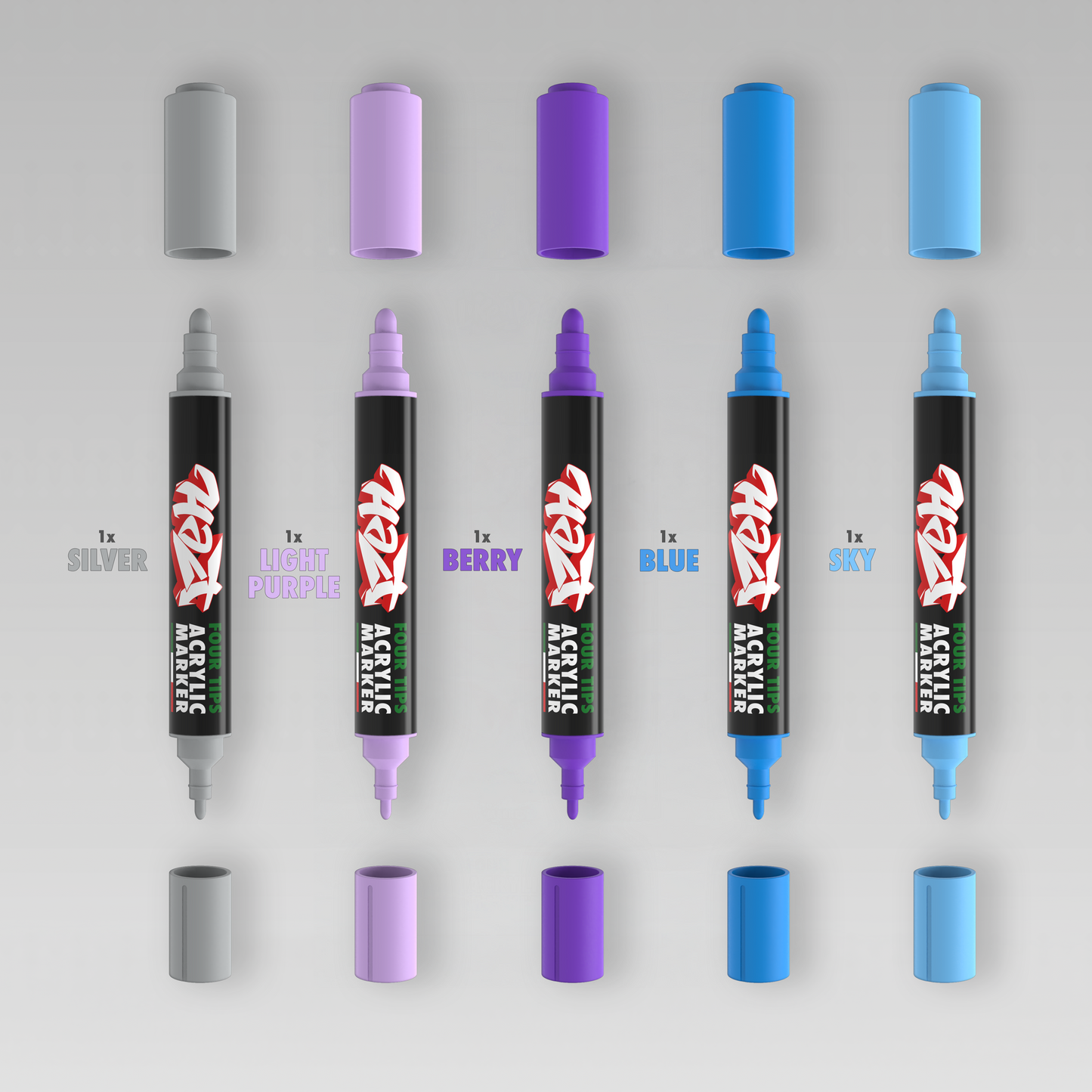 Acrylic Marker 4Tips - Halt Colors Skyline Drip Kit (Sky / Blue / Berry / Silver / Lilac)