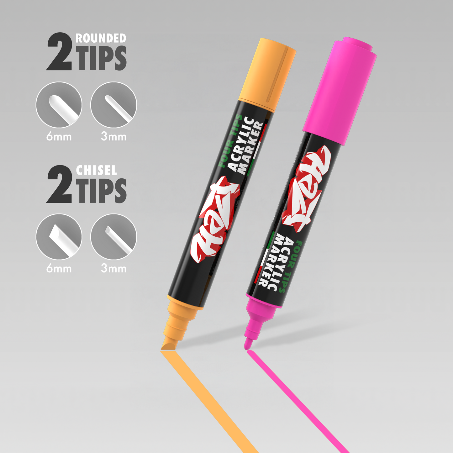 Acrylic Marker 4Tips - Halt Colors Fluo Burner Kit (Orange Fluo / Pink Fluo / Yellow Fluo)