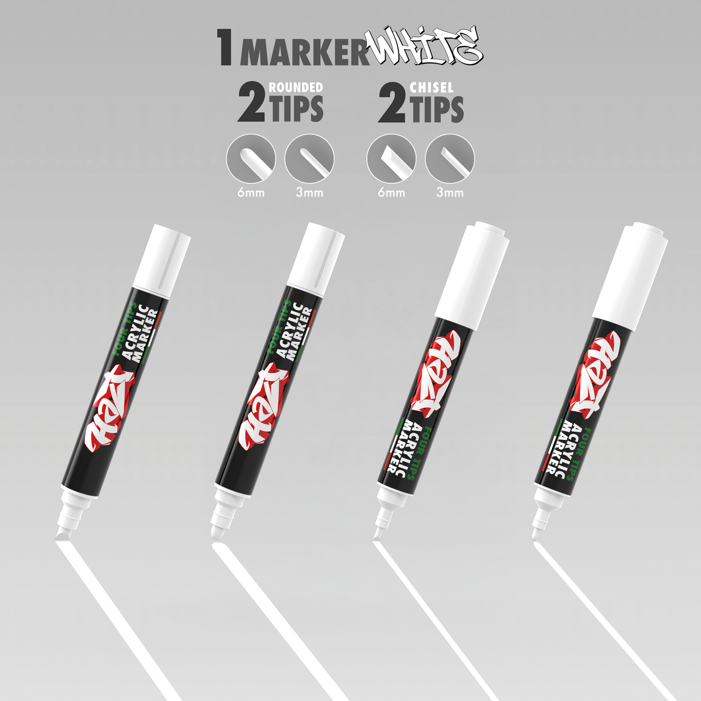 Acrylic Marker 4Tips - Halt Colors Basic Highlights Kit (2 White)