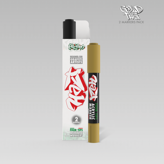 Acrylic Marker 4Tips - Halt Colors Gold Tag Kit (Black + Gold Metallic)