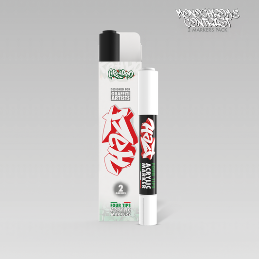 Acrylic Marker 4Tips - Halt Colors Monochrome Kit (Black / White)