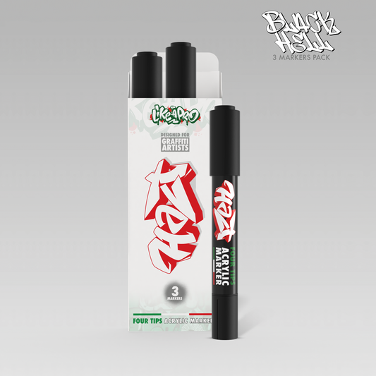 Acrylic Marker 4Tips - Halt Colors Black Hell Kit(3 Black)