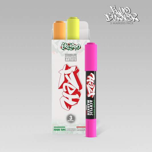 Acrylic Marker 4Tips - Halt Colors Fluo Burner Kit (Orange Fluo / Pink Fluo / Yellow Fluo)