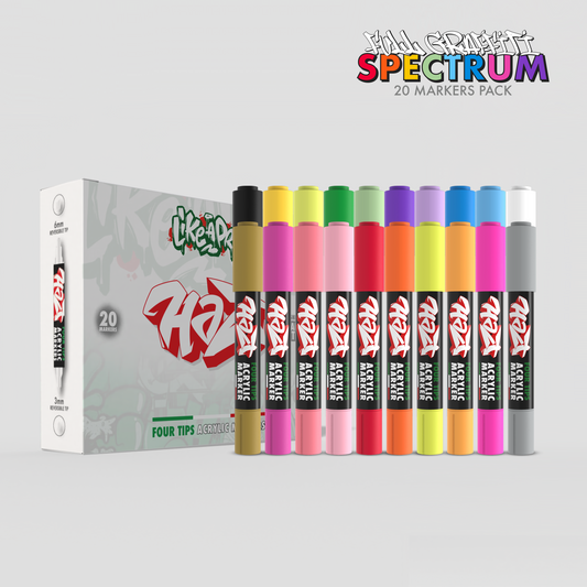 Acrylic Marker 4Tips - Halt Colors Graffiti Spectrum Kit (20 Markers)