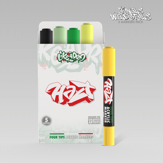 Acrylic Marker 4Tips - Halt Colors Jungle WildStyle Kit (Green / Forest / Sulfur / Mais / Black)