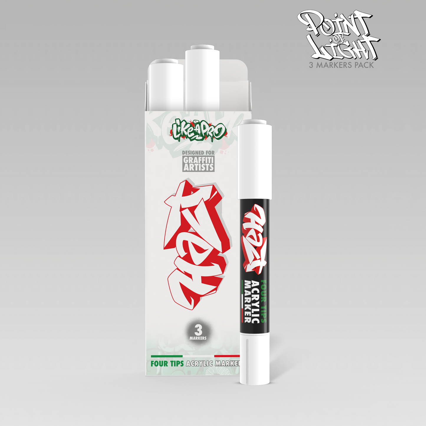Acrylic Marker 4Tips - Halt Colors Point Of Light Kit(3 White)