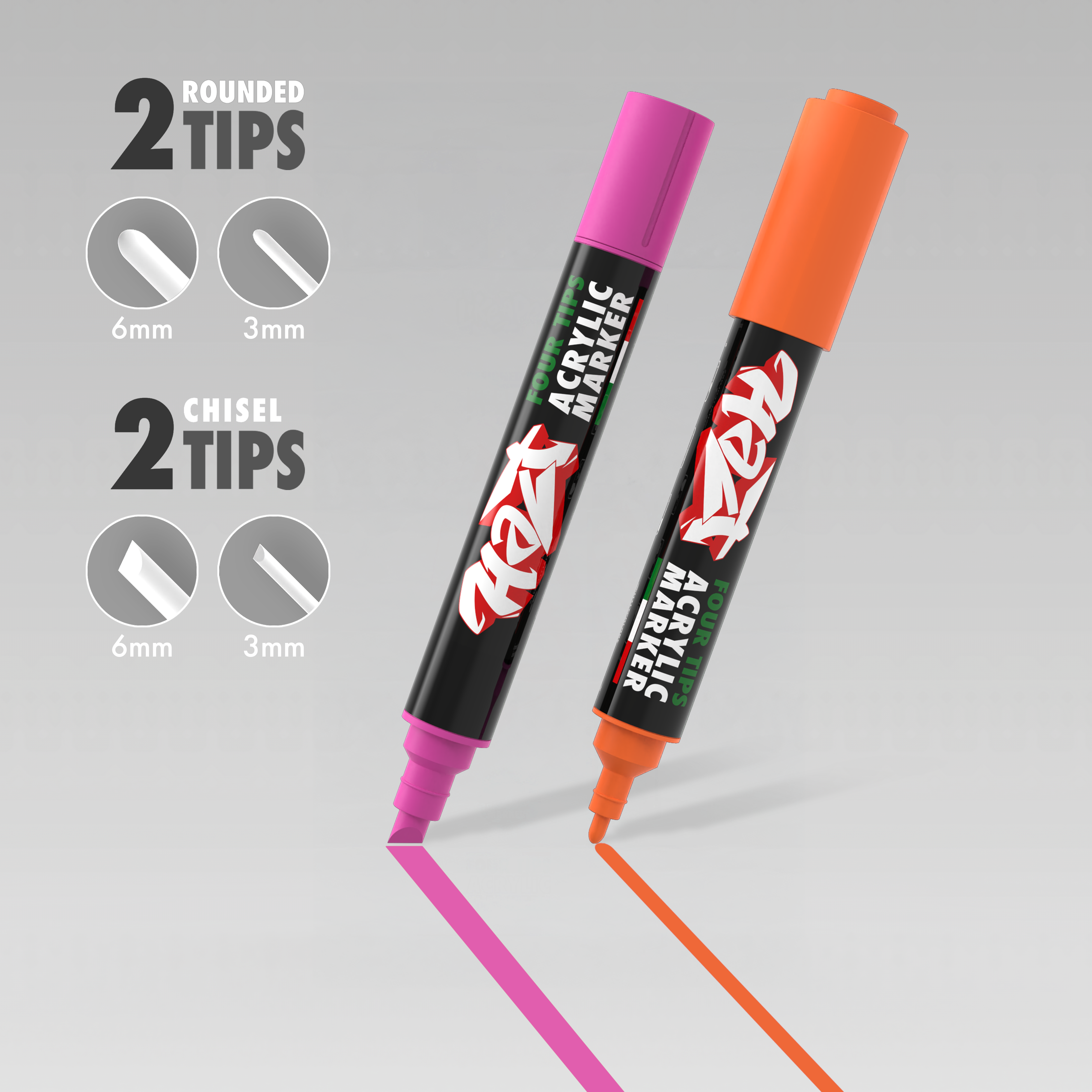 Acrylic Marker 4Tips - Halt Colors Hollywood Sunset Kit (Mexico / Coral / Pink / Papaya / Sangria)